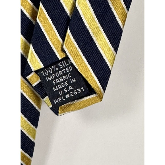 Nautica 100% Silk Tie Black Gold Blue Stripes Designer Men Necktie Made In USA - Picture 6 of 6